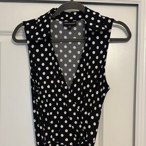 NINELONGARD Black & White Polka Dot Sleeveless Wrap jumper